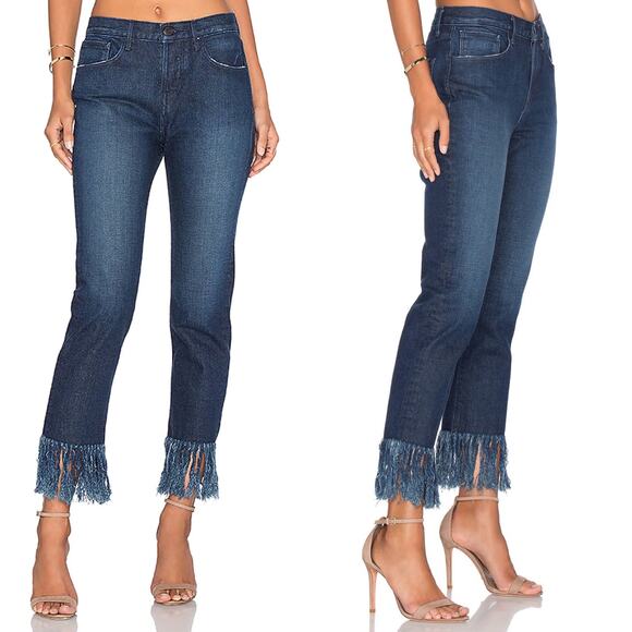3x1 High Waist Button Fly Fringe Crop Jeans Dark Wash 29 - Picture 11 of 11